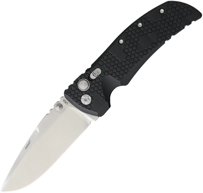 HOGUE HO34157 EX-01 BUTTON LOCK 154CM STEEL BLACK G10 HANDLE FOLDING KNIFE. 1 HOGUE HO34157 EX-01 BUTTON LOCK 154CM STEEL BLACK G10 HANDLE FOLDING KNIFE.