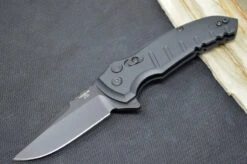 Hogue Knives X1 Microflip - Black Anodized Aluminum Handle / CPM -154CM Steel / Black Drop Point Blade 24176