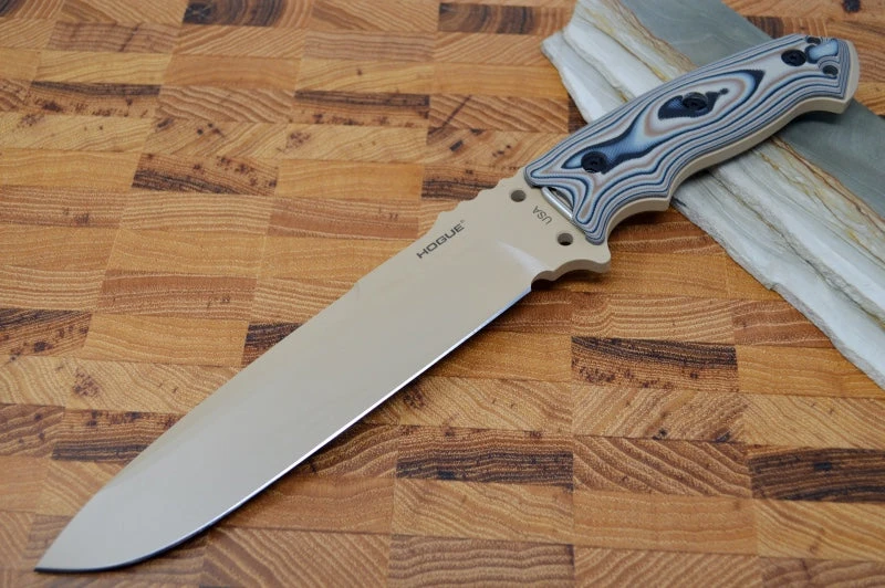 Hogue Knives EX F01 - G10 GMascus Dark Earth Handle Scales / Tan A2 Tool Steel Blade 35153 1 Hogue Knives EX F01 - G10 GMascus Dark Earth Handle Scales / Tan A2 Tool Steel Blade 35153