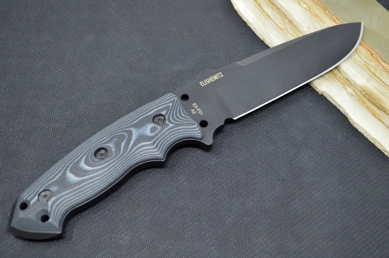 Hogue Knives EX F01 - Black G-Mascus G-10 Handle Scales / Black A2 Tool Steel Blade / 5.5" Drop Point Blade 35179 2 Hogue Knives EX F01 - Black G-Mascus G-10 Handle Scales / Black A2 Tool Steel Blade / 5.5" Drop Point Blade 35179 - Image 2