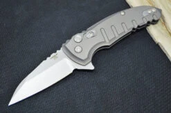 Hogue Knives X1 Microflip - Matte Grey Aluminum Handle / 154CM Blade / Tumbled Wharncliffe Blade 24162