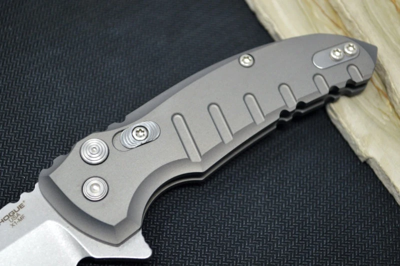 Hogue Knives X1 Microflip - Matte Grey Aluminum Handle / 154CM Blade / Tumbled Wharncliffe Blade 24162 2 Hogue Knives X1 Microflip - Matte Grey Aluminum Handle / 154CM Blade / Tumbled Wharncliffe Blade 24162 - Image 2