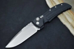 Hogue Knives EX A01 Auto - Matte Black Aluminum Handle / 154CM Steel / 4" Drop Point Blade In Tumbled Finish 34116