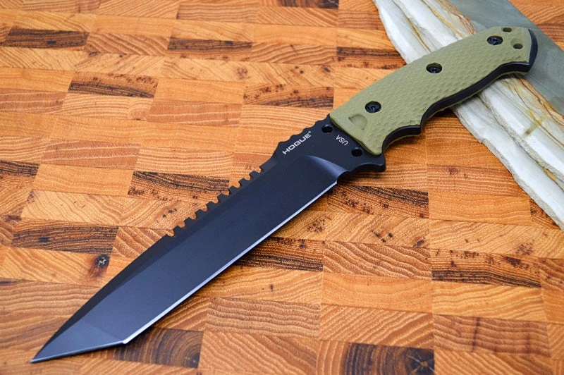 Hogue Knives EX F01 - Solid OD Green G-10 Handle Scales / Black A2 Tool Steel Blade / Tanto Blade 35108 2 Hogue Knives EX F01 - Solid OD Green G-10 Handle Scales / Black A2 Tool Steel Blade / Tanto Blade 35108 - Image 2