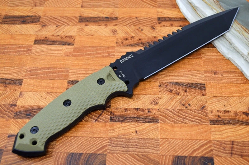 Hogue Knives EX F01 - Solid OD Green G-10 Handle Scales / Black A2 Tool Steel Blade / Tanto Blade 35108 3 Hogue Knives EX F01 - Solid OD Green G-10 Handle Scales / Black A2 Tool Steel Blade / Tanto Blade 35108 - Image 3