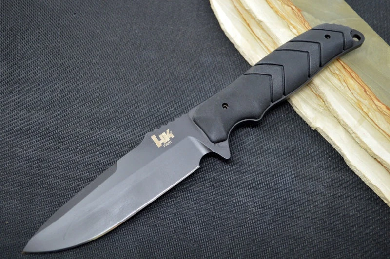 Hogue Knives H&K Fray Fixed Blade - Black Rubber Handle / Black Cerakote Drop Point Coated Blade / CPM-154CM 55250 2 Hogue Knives H&K Fray Fixed Blade - Black Rubber Handle / Black Cerakote Drop Point Coated Blade / CPM-154CM 55250 - Image 2