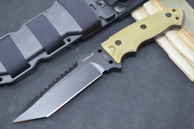 Hogue Knives EX F01 - Solid OD Green G-10 Handle Scales / Black A2 Tool Steel Blade / 5.5" Tanto Blade 35128 1 Hogue Knives EX F01 - Solid OD Green G-10 Handle Scales / Black A2 Tool Steel Blade / 5.5" Tanto Blade 35128