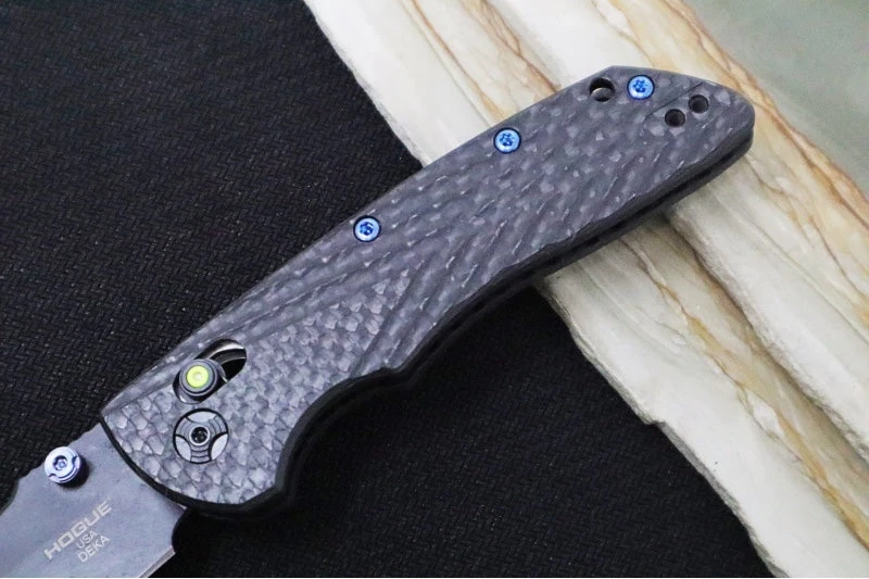 Hogue Knives Deka Collector Series - Black Cerakote Finish / Clip Point Blade / Carbon Fiber Handle / Green Tritium Axis Lock 24299-LIM 2 Hogue Knives Deka Collector Series - Black Cerakote Finish / Clip Point Blade / Carbon Fiber Handle / Green Tritium Axis Lock 24299-LIM - Image 2