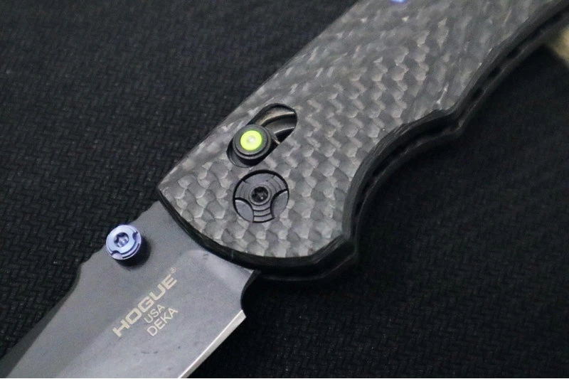 Hogue Knives Deka Collector Series - Black Cerakote Finish / Clip Point Blade / Carbon Fiber Handle / Green Tritium Axis Lock 24299-LIM 3 Hogue Knives Deka Collector Series - Black Cerakote Finish / Clip Point Blade / Carbon Fiber Handle / Green Tritium Axis Lock 24299-LIM - Image 3