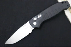 Hogue Knives Ballista - Matte Black Aluminum Handle / 154CM Drop Point Blade / Tumbled Finish 64136