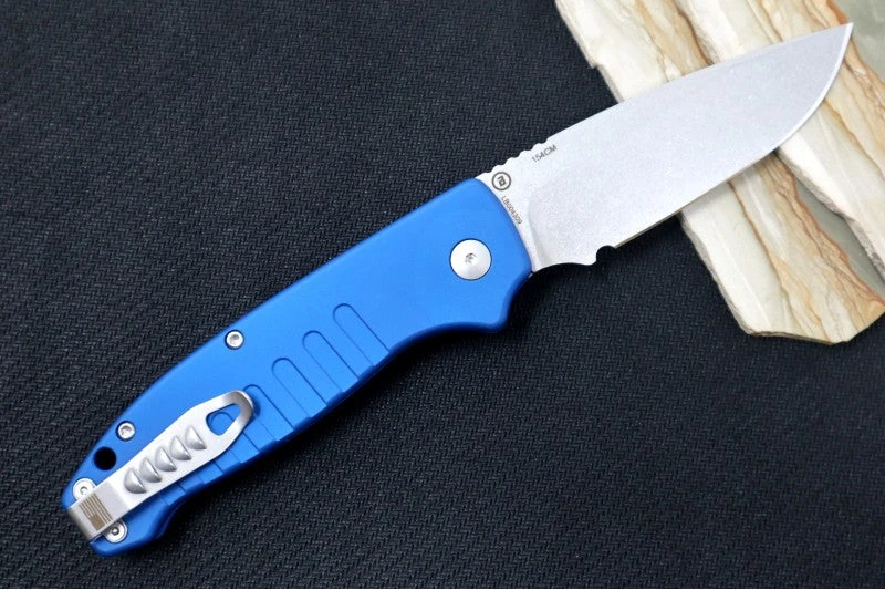 Hogue Knives Ballista - Blue Aluminum Handle / 154CM Drop Point Blade / Tumbled Finish 64133 2 Hogue Knives Ballista - Blue Aluminum Handle / 154CM Drop Point Blade / Tumbled Finish 64133 - Image 2
