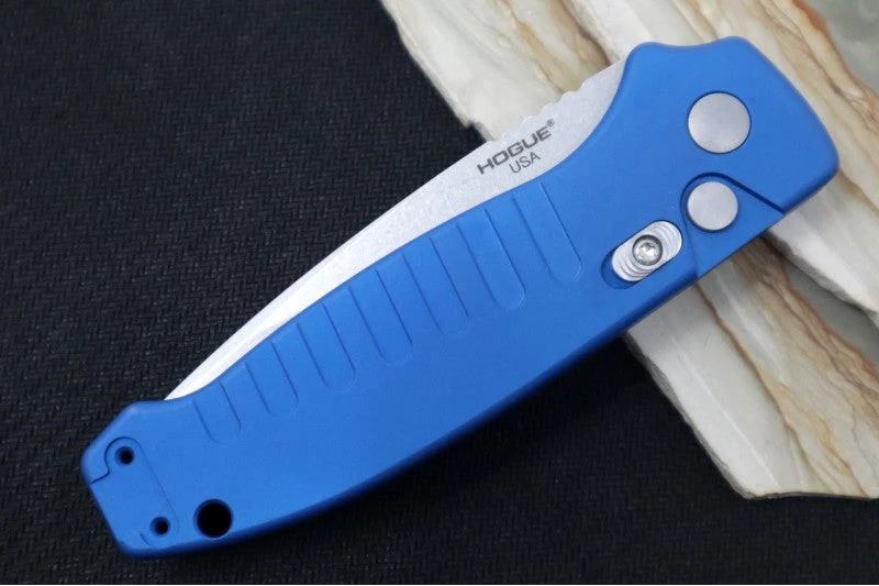 Hogue Knives Ballista - Blue Aluminum Handle / 154CM Drop Point Blade / Tumbled Finish 64133 3 Hogue Knives Ballista - Blue Aluminum Handle / 154CM Drop Point Blade / Tumbled Finish 64133 - Image 3