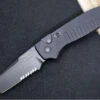 Hogue Knives Ballista - Matte Black Aluminum Handle / 154CM Tanto Serrated Blade / Black Finish 64120