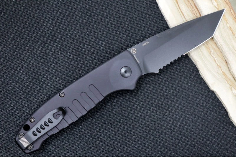 Hogue Knives Ballista - Matte Black Aluminum Handle / 154CM Tanto Serrated Blade / Black Finish 64120 2 Hogue Knives Ballista - Matte Black Aluminum Handle / 154CM Tanto Serrated Blade / Black Finish 64120 - Image 2