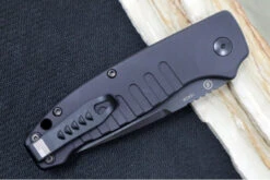 Hogue Knives Ballista - Matte Black Aluminum Handle / 154CM Tanto Serrated Blade / Black Finish 64120 7 Hogue Knives Ballista - Matte Black Aluminum Handle / 154CM Tanto Serrated Blade / Black Finish 64120 -Knife Country Usa IMG 9509