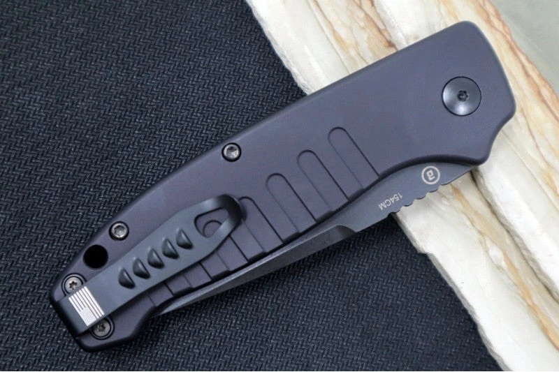 Hogue Knives Ballista - Matte Black Aluminum Handle / 154CM Tanto Serrated Blade / Black Finish 64120 4 Hogue Knives Ballista - Matte Black Aluminum Handle / 154CM Tanto Serrated Blade / Black Finish 64120 - Image 4