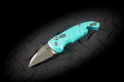 Hogue Knives CA Legal A01 Microswitch Automatic Knife Wharncliffe Blade Stonewashed Finish Aqua Scales - 24143