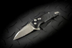 Hogue Knives X1 Microflip Flipper Knife Wharncliffe Blade Stonewash Finish Mate Black Scales - 24160