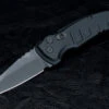 Hogue Knives A01 Microswitch Automatic Knife Wharncliffe Stonewashed Blade W/ Black Handles- 24106