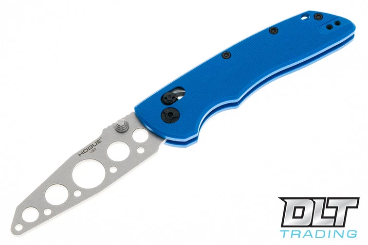 Hogue Deka Manual Trainer - 3.25" Tumbled Wharncliffe Blade - Blue Peel Ply G-10 Handle 1 Hogue Deka Manual Trainer - 3.25" Tumbled Wharncliffe Blade - Blue Peel Ply G-10 Handle